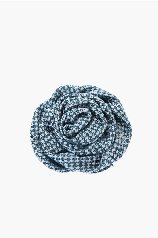 Corneliani Checkered Silk Lapel Brooch