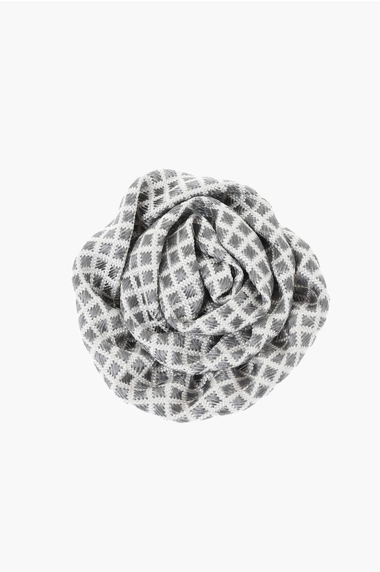 Corneliani Checkered Silk Lapel Brooch