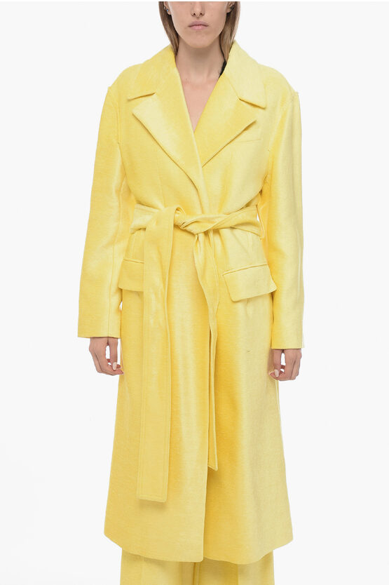 Shop Victoria Beckham Chenille Coat With Raw-cut Trims Details