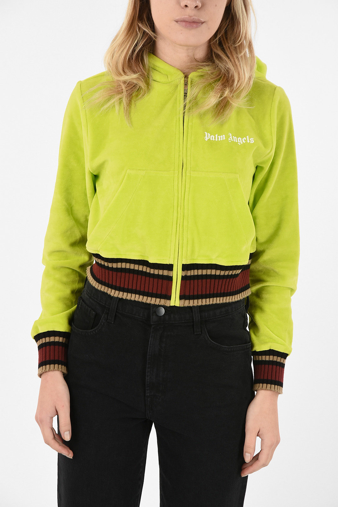 Palm Angels Chenille Crop Sweatshirt women Glamood Outlet