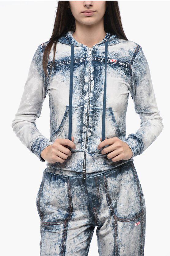 Shop Diesel Chenille F-brit Sweatshirt With Denims Effect