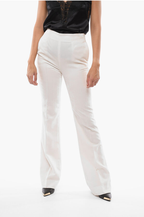 Ermanno Scervino Chenille Palazzo Pants With Side Zip In White