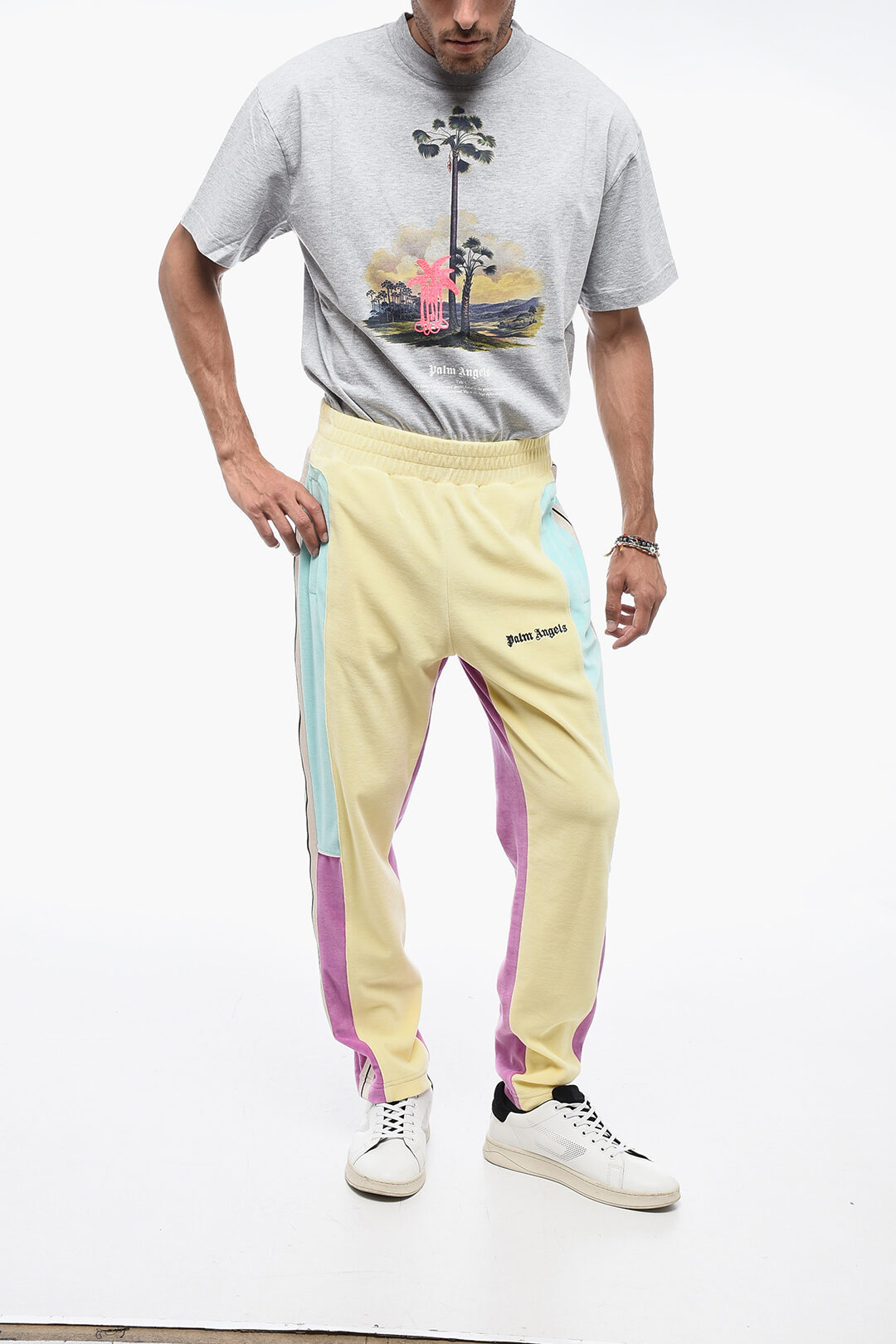 Palm Angels Chenille Track Pants with Color Block Design men