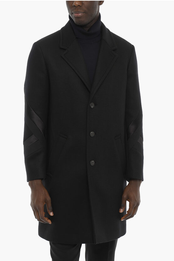 Neil Barrett Chesterfield Coat With Modernist Details On The Forearms In Black