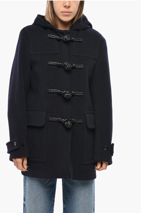Bottega Veneta Chevron Wool Coat With Leather Frogs