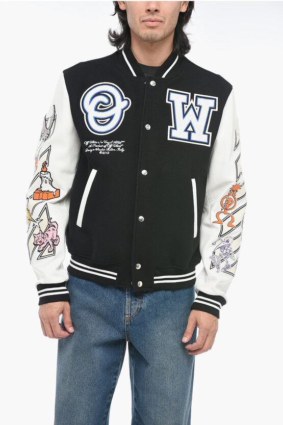 Shop Off-white Chicago Bulls Varsity Bomber With Patchwork