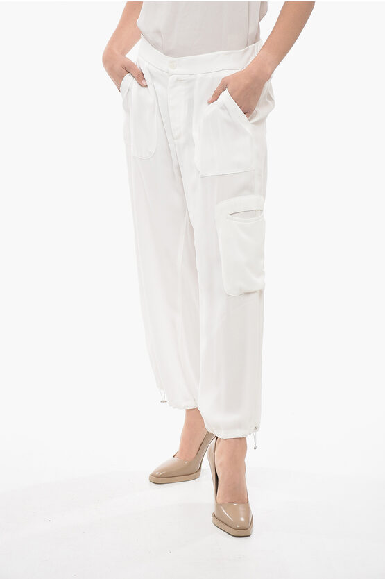 Shop Fabiana Filippi Chiffon Cargo Pants With Drawstringed Ankles