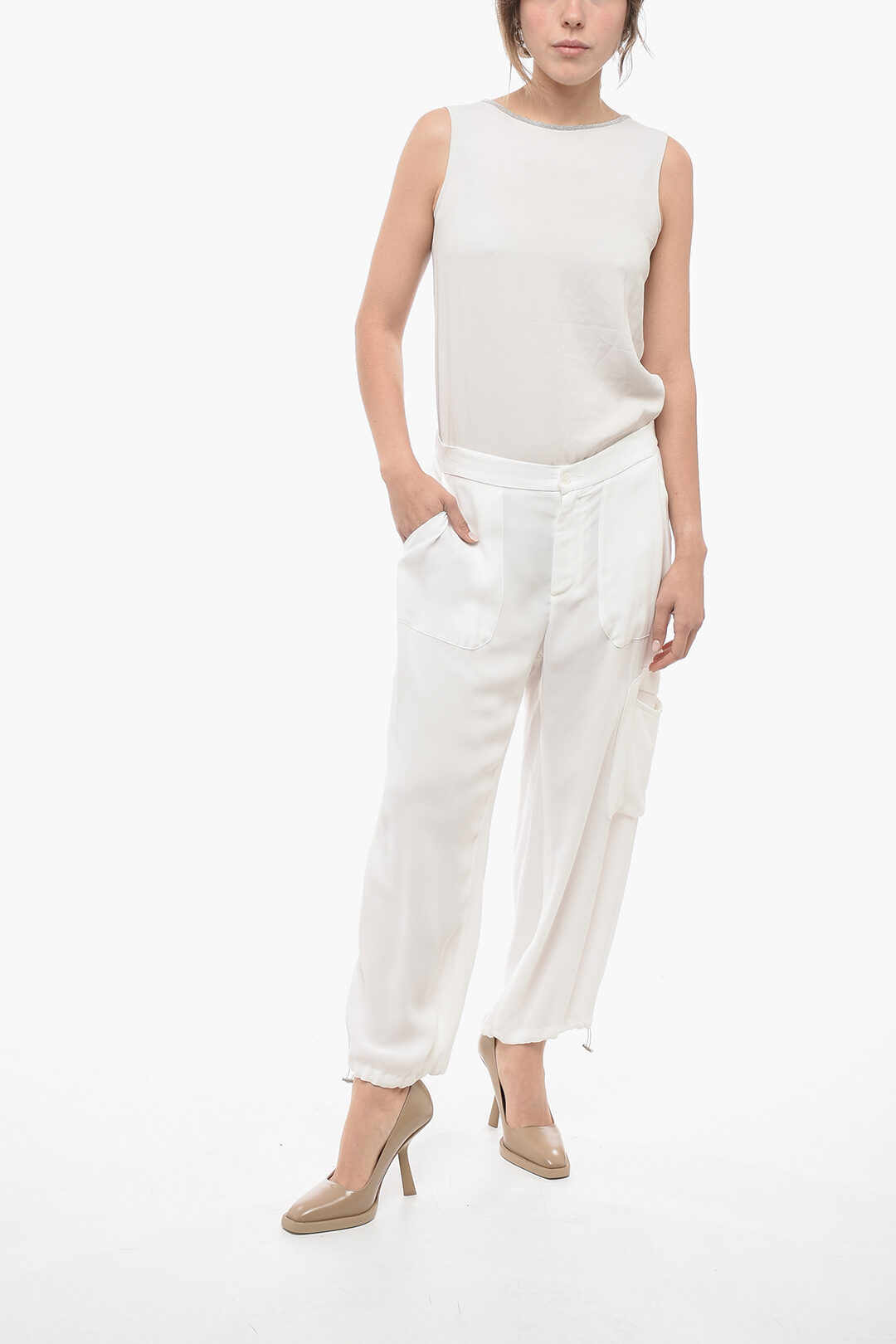 パンツ FABIANA FILIPPI Woman Pants Sand PAD265F326L192 8195 Fabiana Filippi Wool Pants - Beige - Women