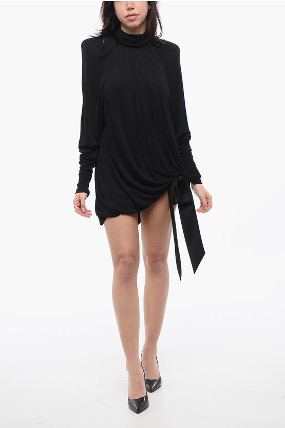 Saint Laurent Chiffon Dress With Padded Shoulders
