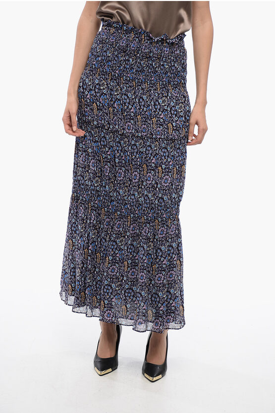 Shop Isabel Marant Chiffon Floral Skirt With Elastic Banded Waist