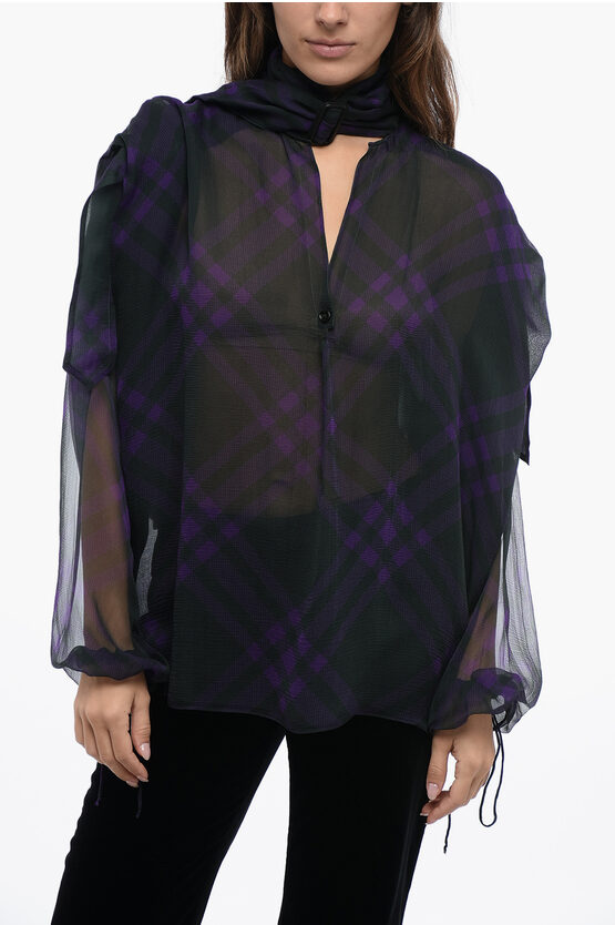 Shop Burberry Chiffon Multi-layer Blouse With Buckle Detail