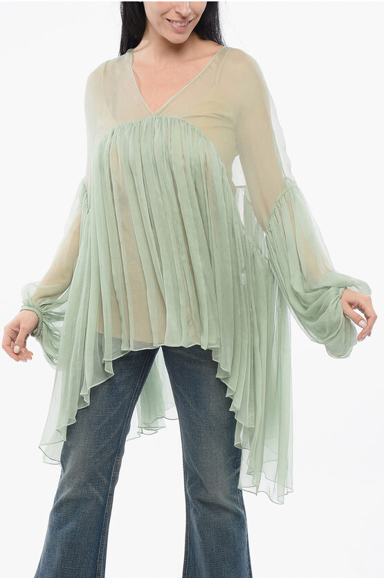 Super Blond Chiffon Pleated Dress