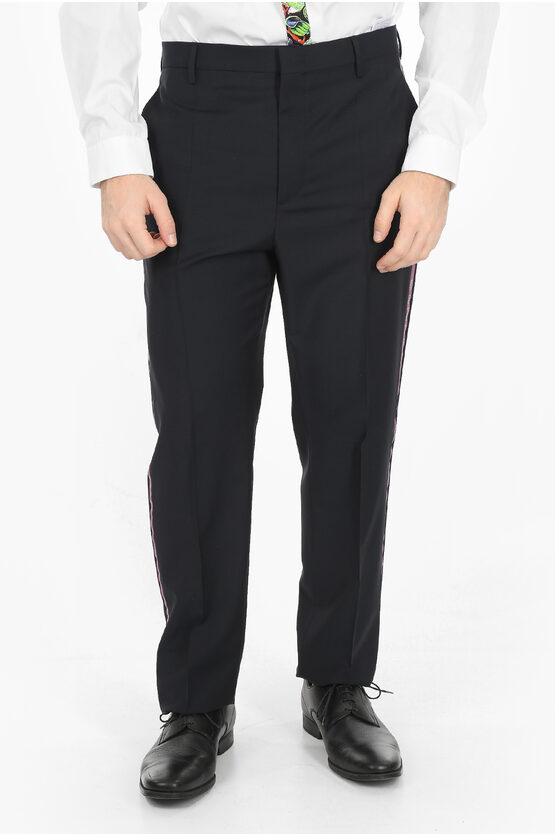 Valentino Chino Trousers With Contrasting Side Bands In Black