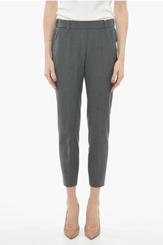 Peserico Chinos Pants With Elastic Waistband In Gray