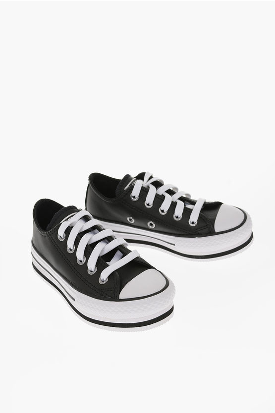 Converse Chuck Taylor All Star 4cm Leather Platform Trainers In Black
