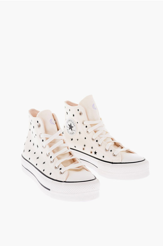 Converse Chuck Taylor All Star All Over Stars Embroidered Cotton Lift In Pink