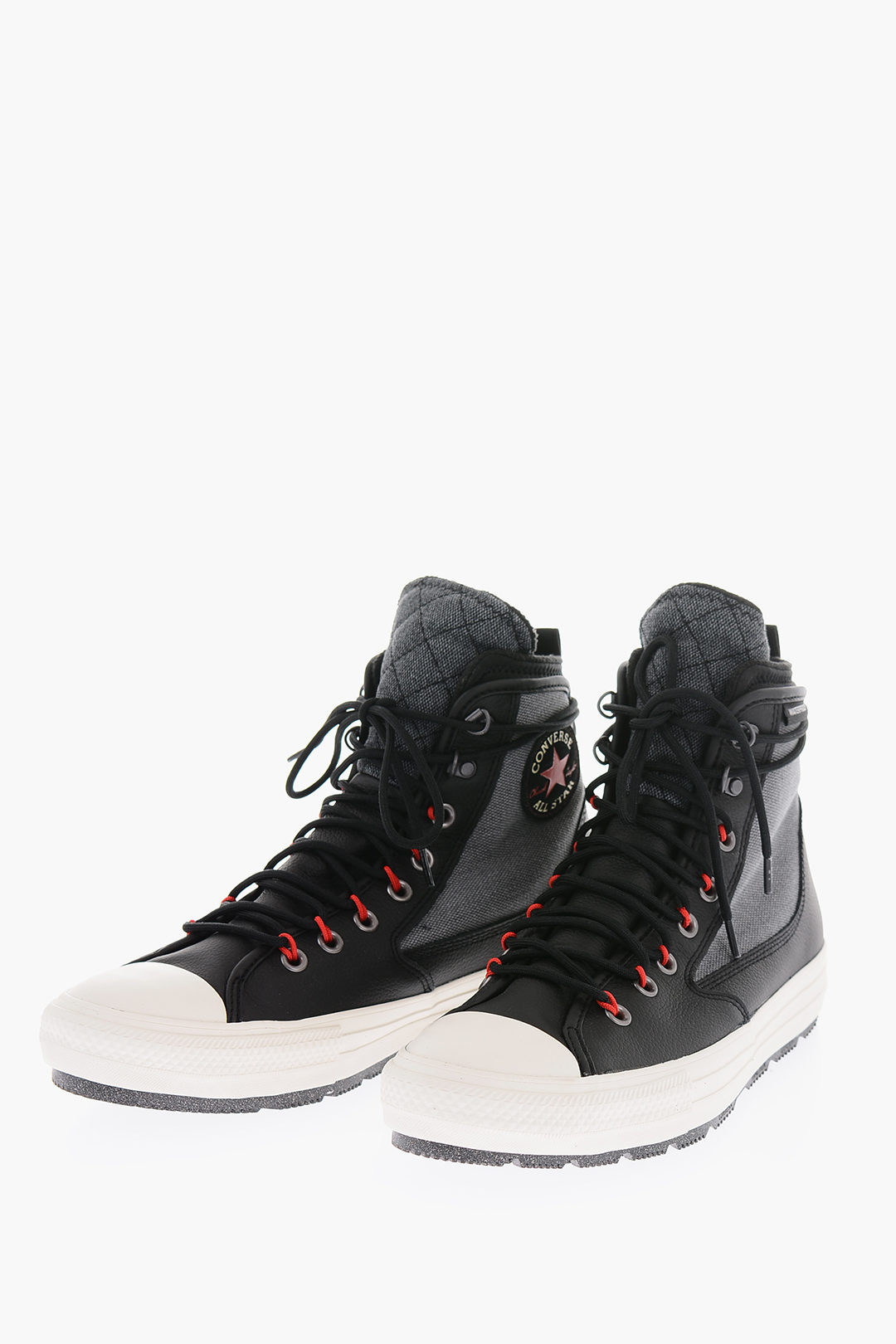 All black leather converse high tops best sale