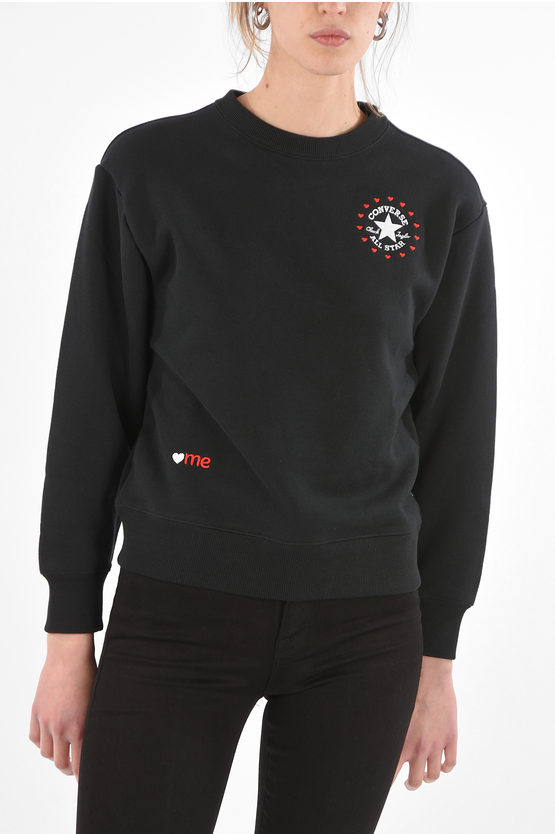 Converse Chuck Taylor All Star Embroidered Sweatshirt In Black