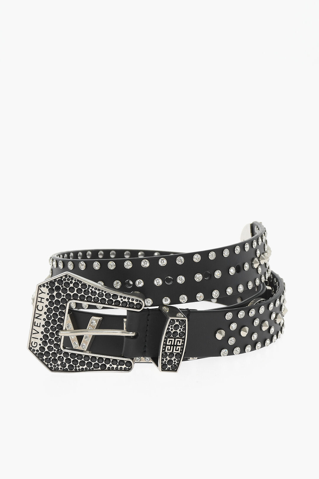 Givenchy Cintura in Pelle con Borchie e Strass 35mm uomo Glamood Outlet