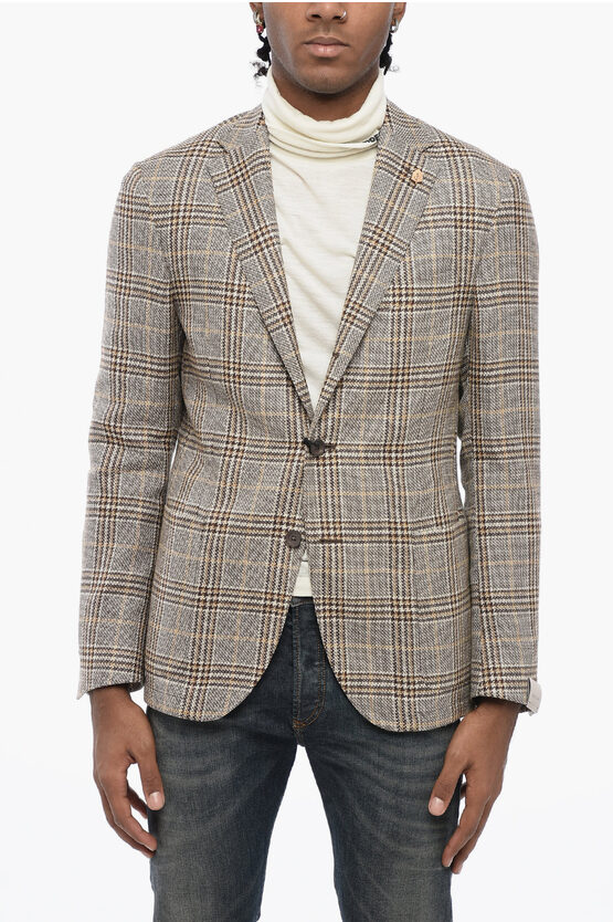 Shop Corneliani Circle Unlined Cotton Blend Blazer With District Check Motif