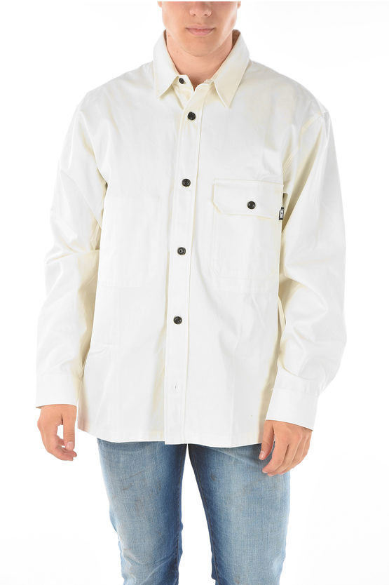 Diesel Classic Collar S-bunnell-a Shirt With Breast Pocket In White