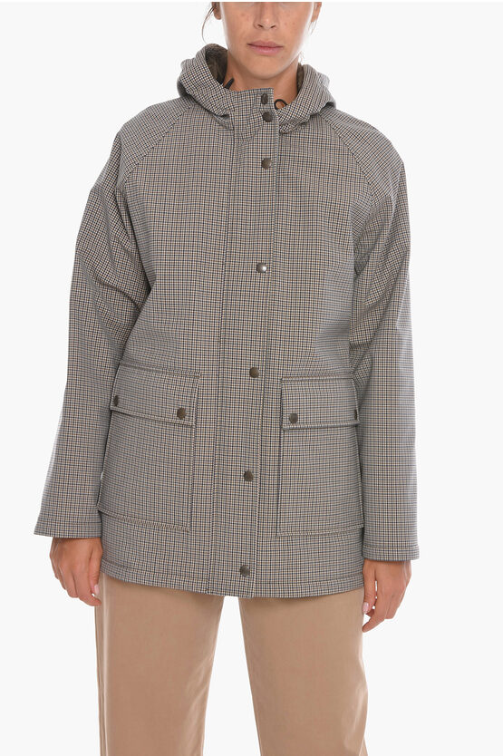 Aspesi Clemens Padded Jacket With Check Pattern In Gray