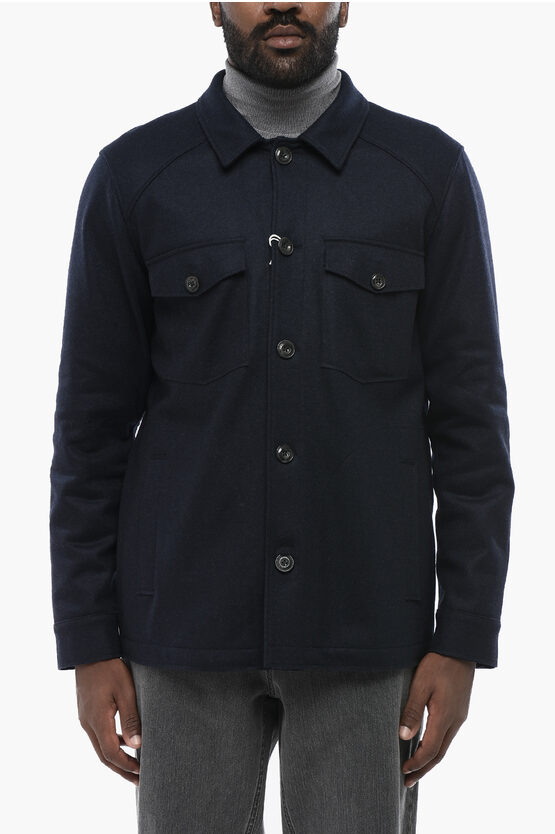 Altea Cloth Wadford Overshirt With Raw-cut Hems In Black