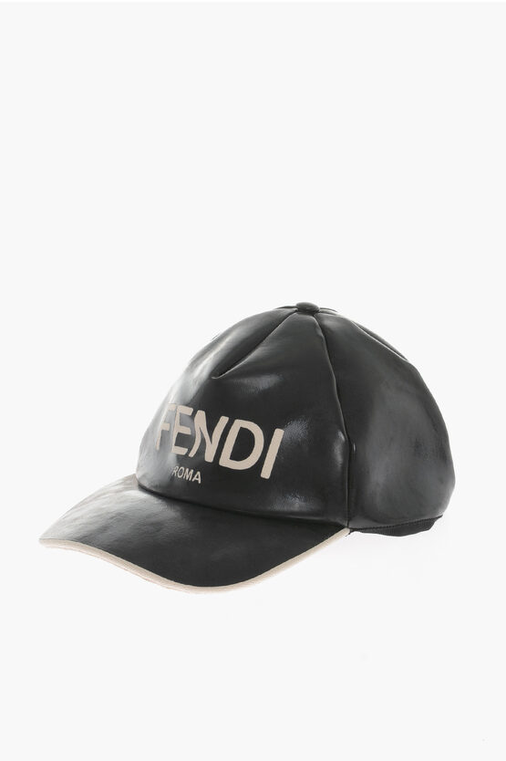 Shop Fendi Coated Cavas Basseball Hat With Logo Lettering