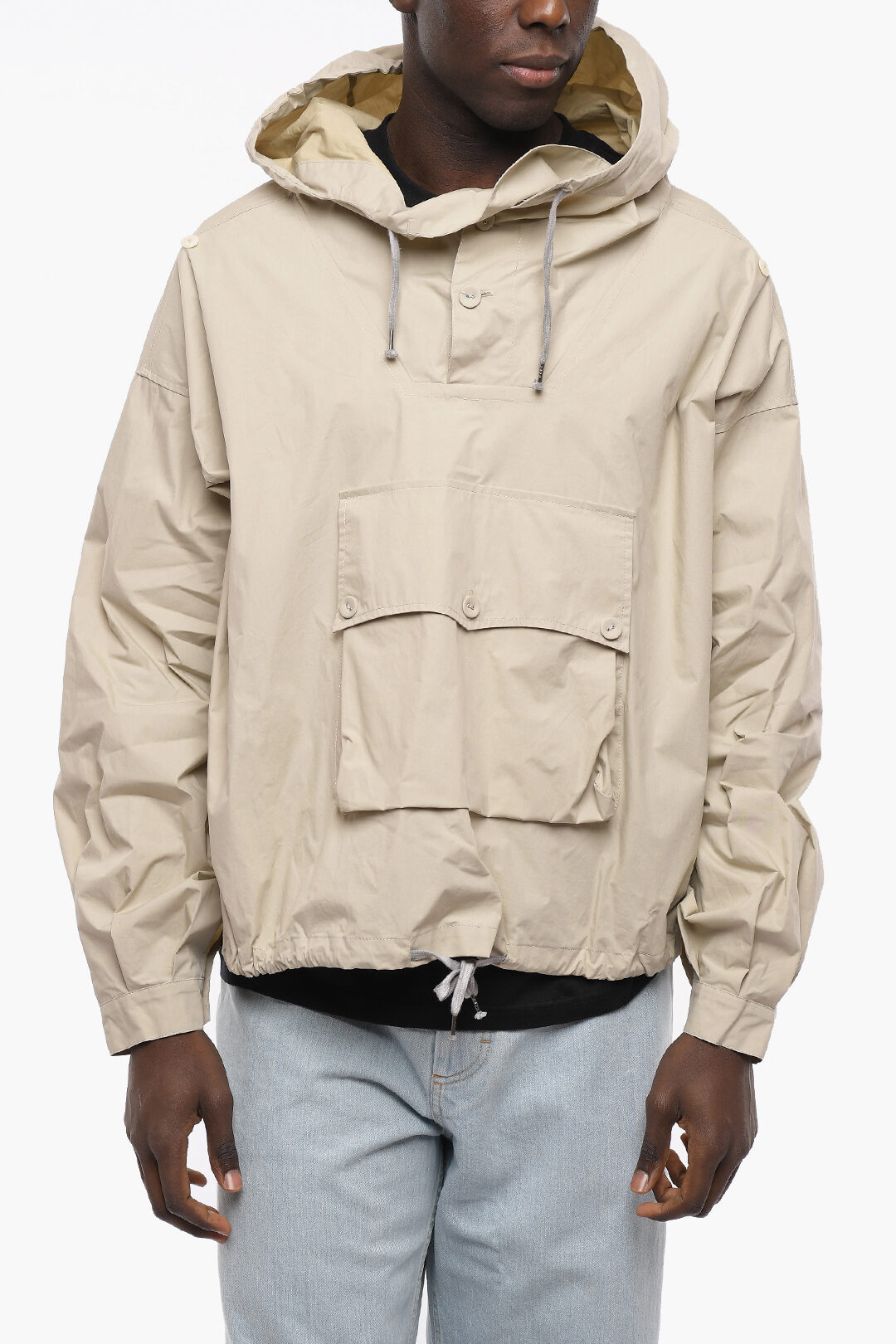 Maison Margiela Coated Cotton Anorak Jacket with Hood men
