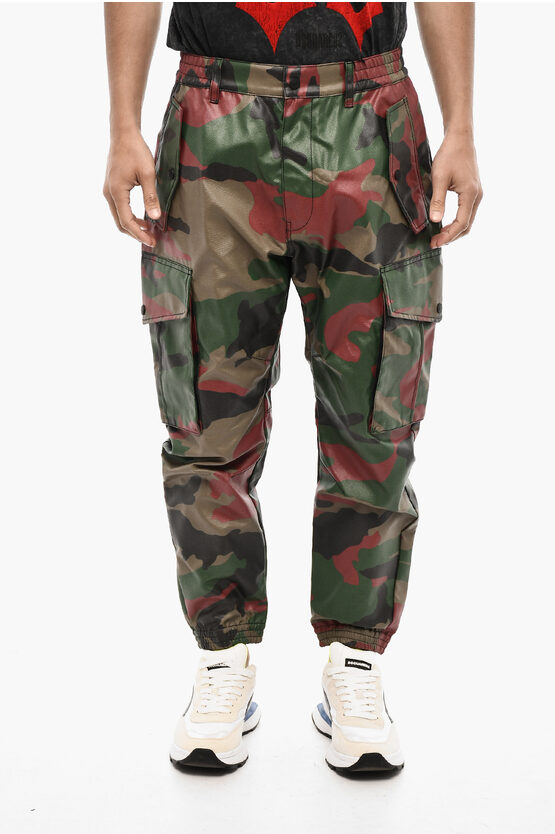 Dsquared2 Coated Cotton Camouflage Cargo Pants