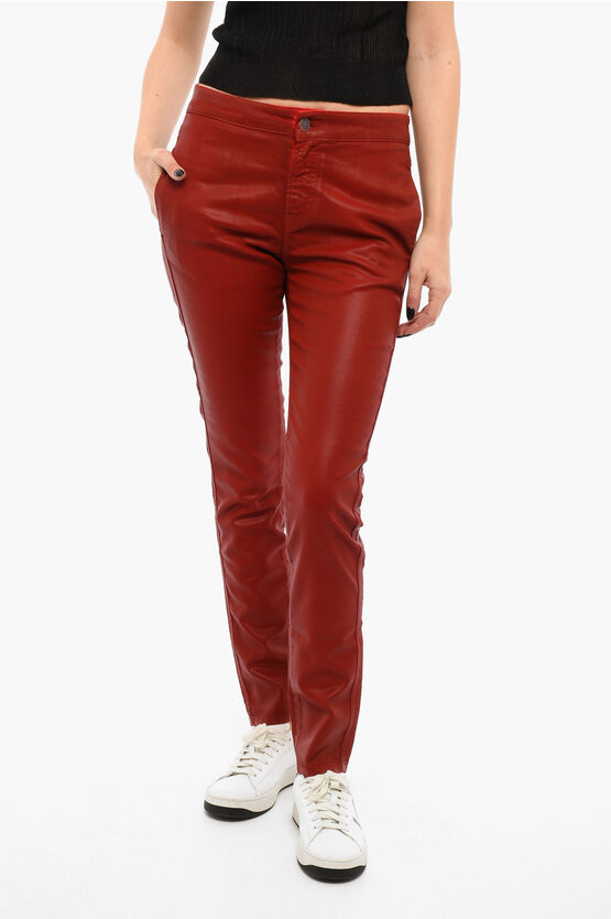 Diesel Coated-cotton D-babhila Trousers In Red