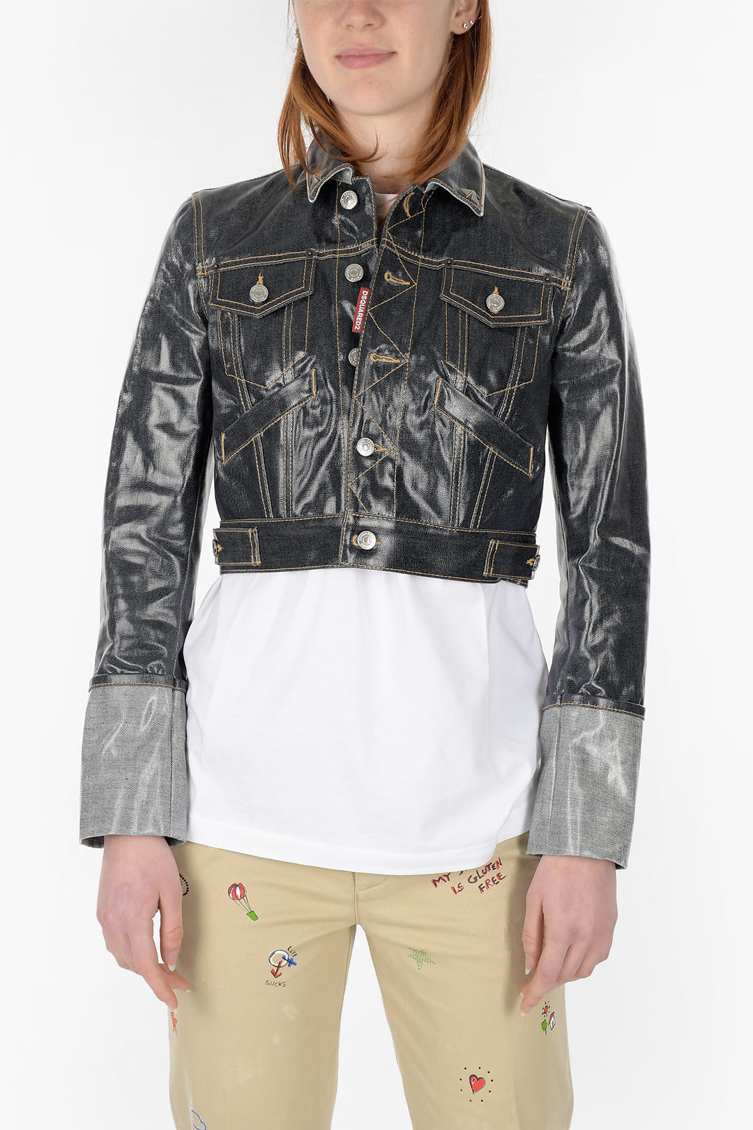 Dsquared2 Coated Denim Crop Jacket women - Glamood Outlet