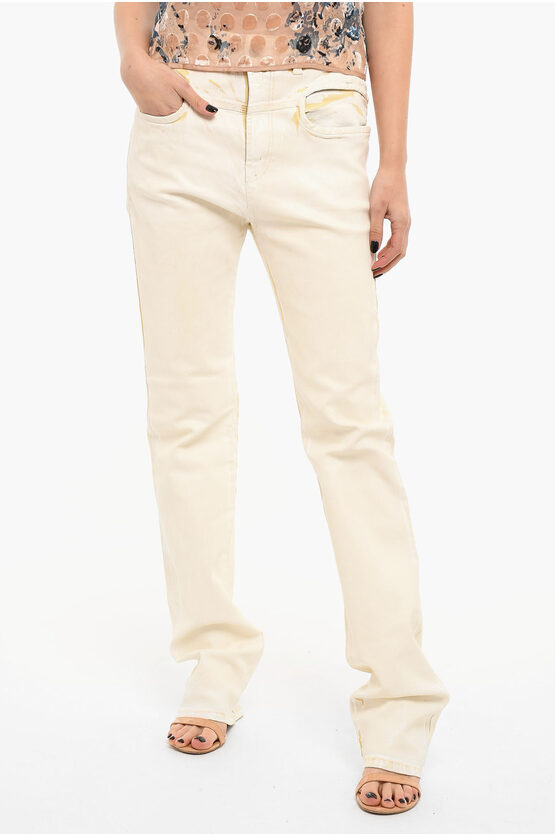 Diesel Coated-denim D-lya Slim-fitting Jeans With High Waist In White