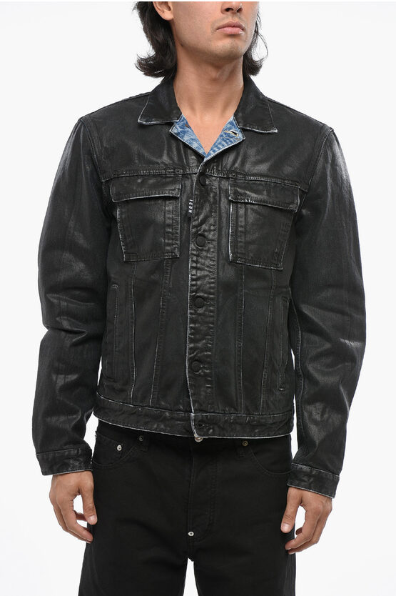 Dsquared2 Coated Denim Saharan Jacket In Black