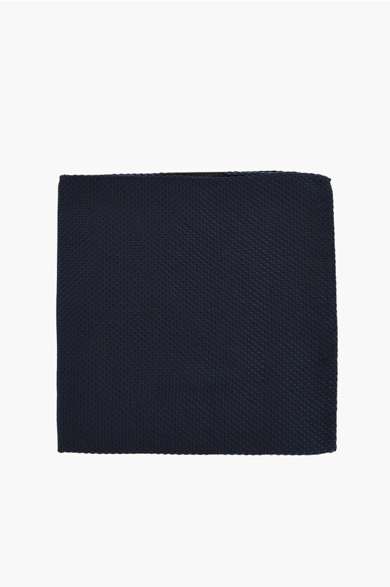 Corneliani Code Solid Color Pure Silk Pocket Square In Blue