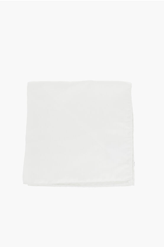 Corneliani Code Solid Color Satin Pocket Square In White
