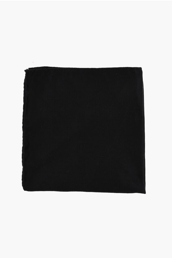 Corneliani Code Solid Color Silk Pocket Square In Black