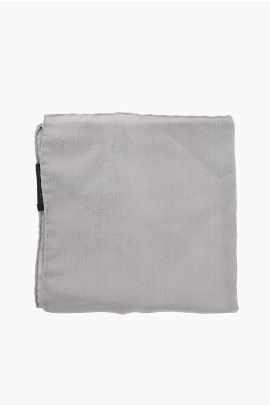 Corneliani Code Solid Color Silk Pocket Square In Gray