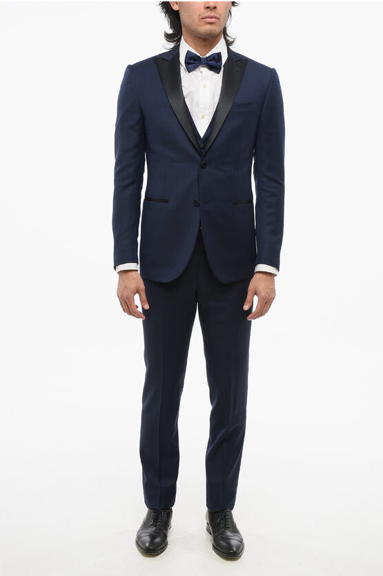 Corneliani Code Virgin Wool 3 Piece Suit With Shawl Lapel