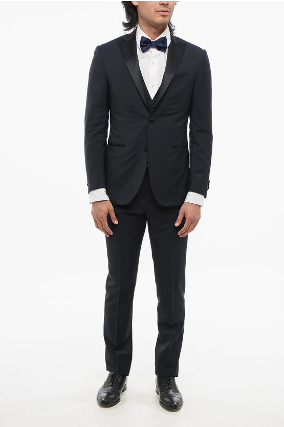 Corneliani Code Virgin Wool 3 Piece Suit With Peak Lapel