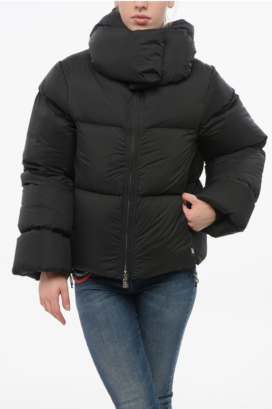 Bacon Collar-shaped Hood Storm Rod Down Jacket In Black