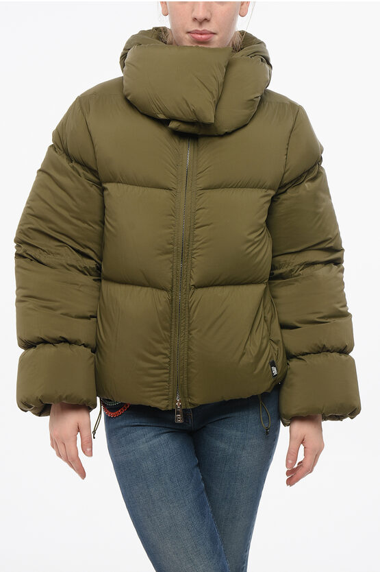 Bacon Collar-shaped Hood Storm Rod Down Jacket In Green