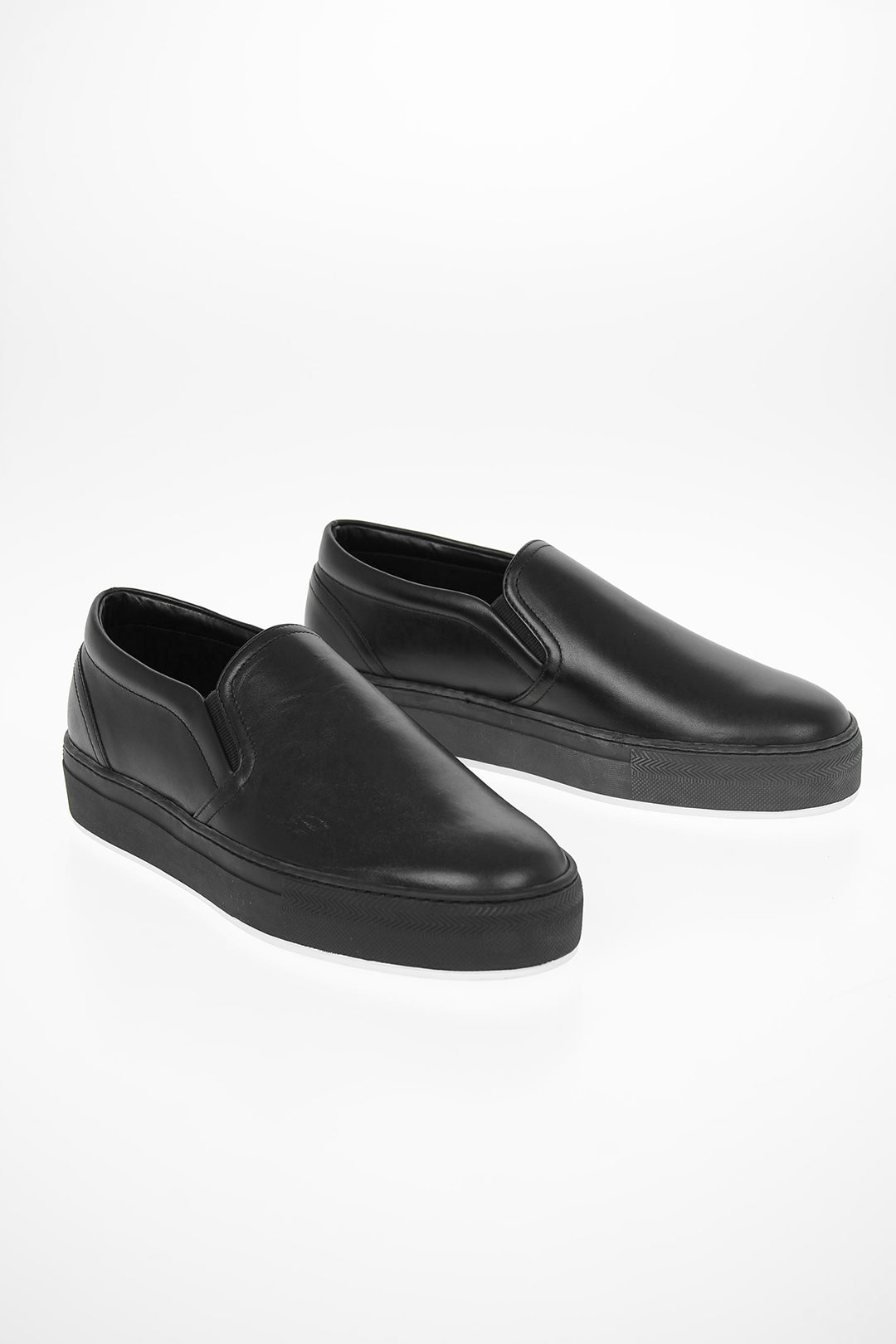 Armani COLLEZIONI Leather Slip On Sneakers men - Glamood Outlet