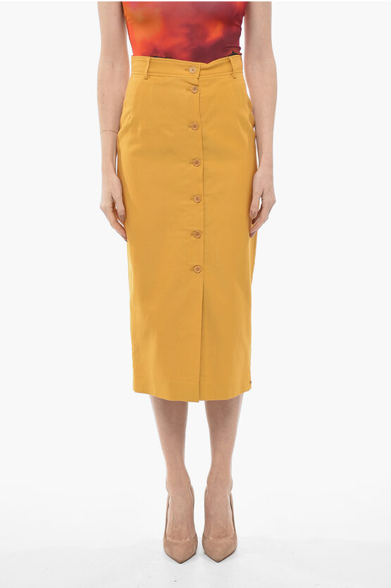 Sportmax Colonia Long Skirt With Front Slit In Yellow