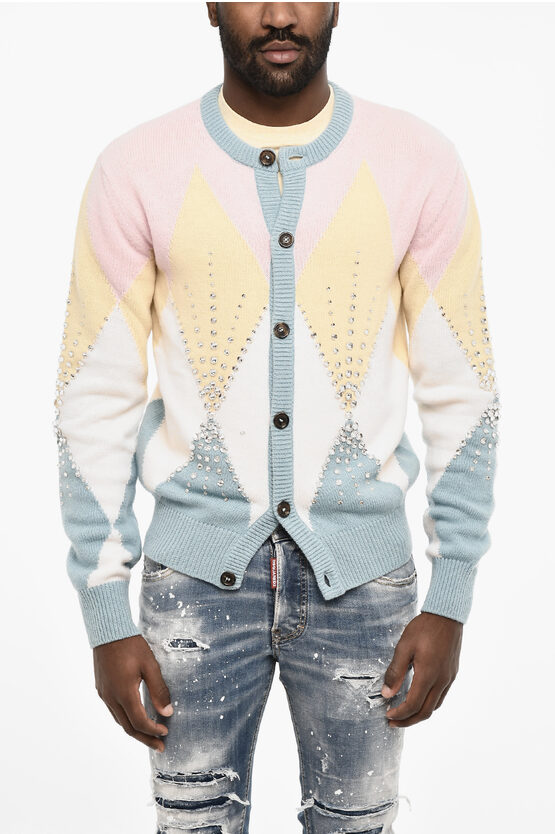 Dsquared2 Color Block Cardigan With Jewels
