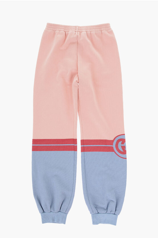 Gucci Color Block Cotton Joggers In Pink