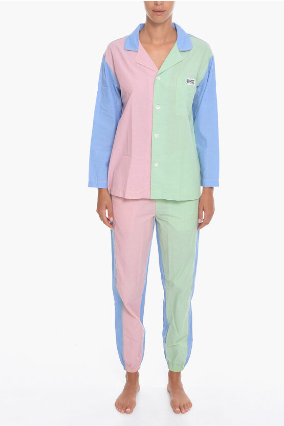 Diesel Color Block Cotton Ufset-venelia-c Pyjamas In Multi