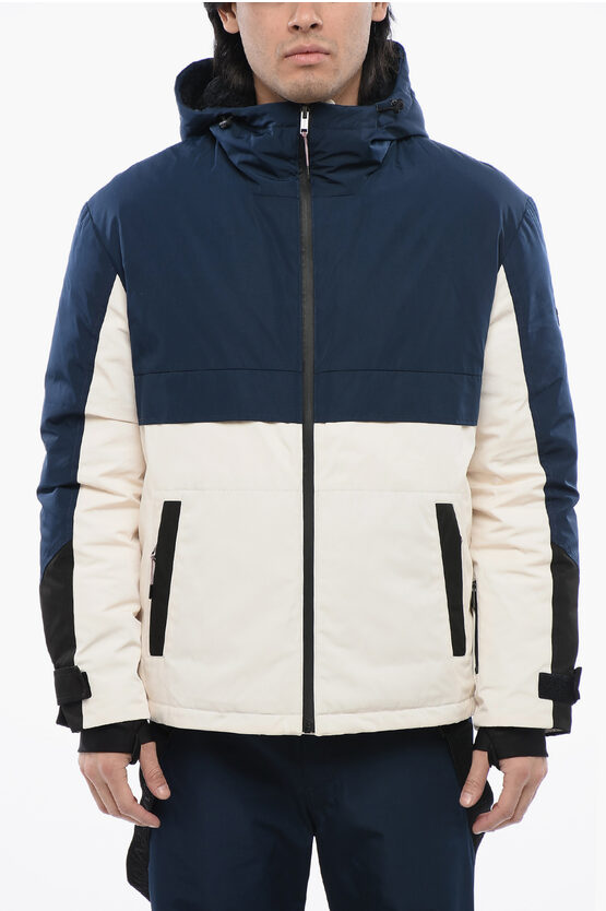 YVES SALOMON COLOR BLOCK DOWN JACKET WITH LEATHER INNER