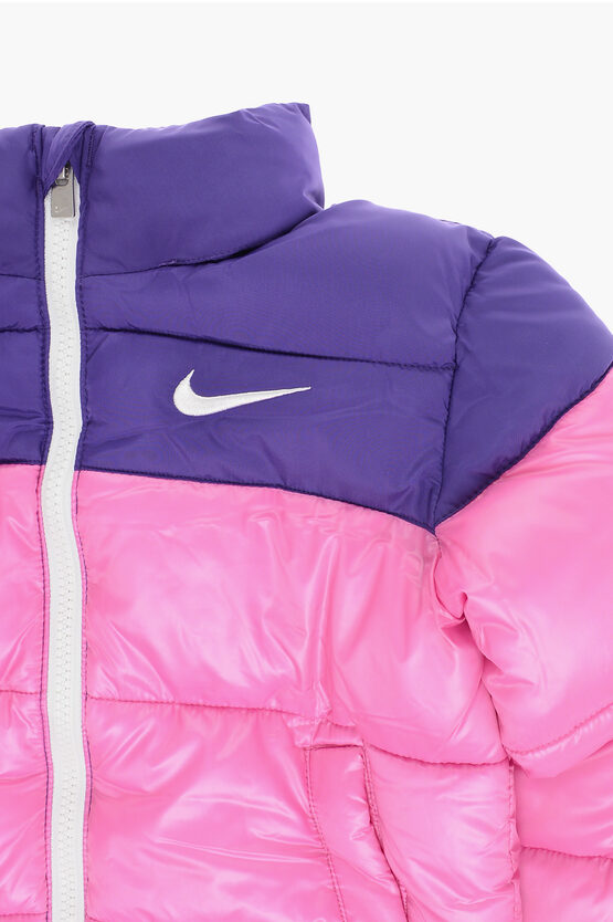 Color Block Padded Jacket with Fleeced Inner