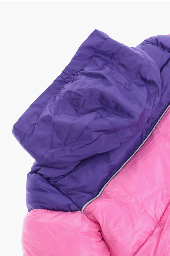 Color Block Padded Jacket with Fleeced Inner